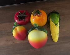 Glass Fruit and Vegetable Set of 5 Murano Style Art Glass