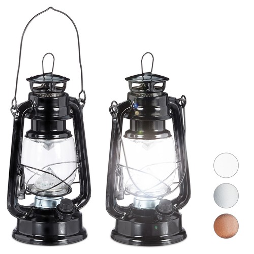 Lanterna a led Lampada vintage Luce da giardino 350 g Nero Lanterna decorativa - Foto 1 di 9