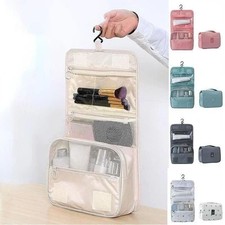 Large Waterproof Travel Toiletry Bag with Hook, Hanging Makeup Organizer Case, F