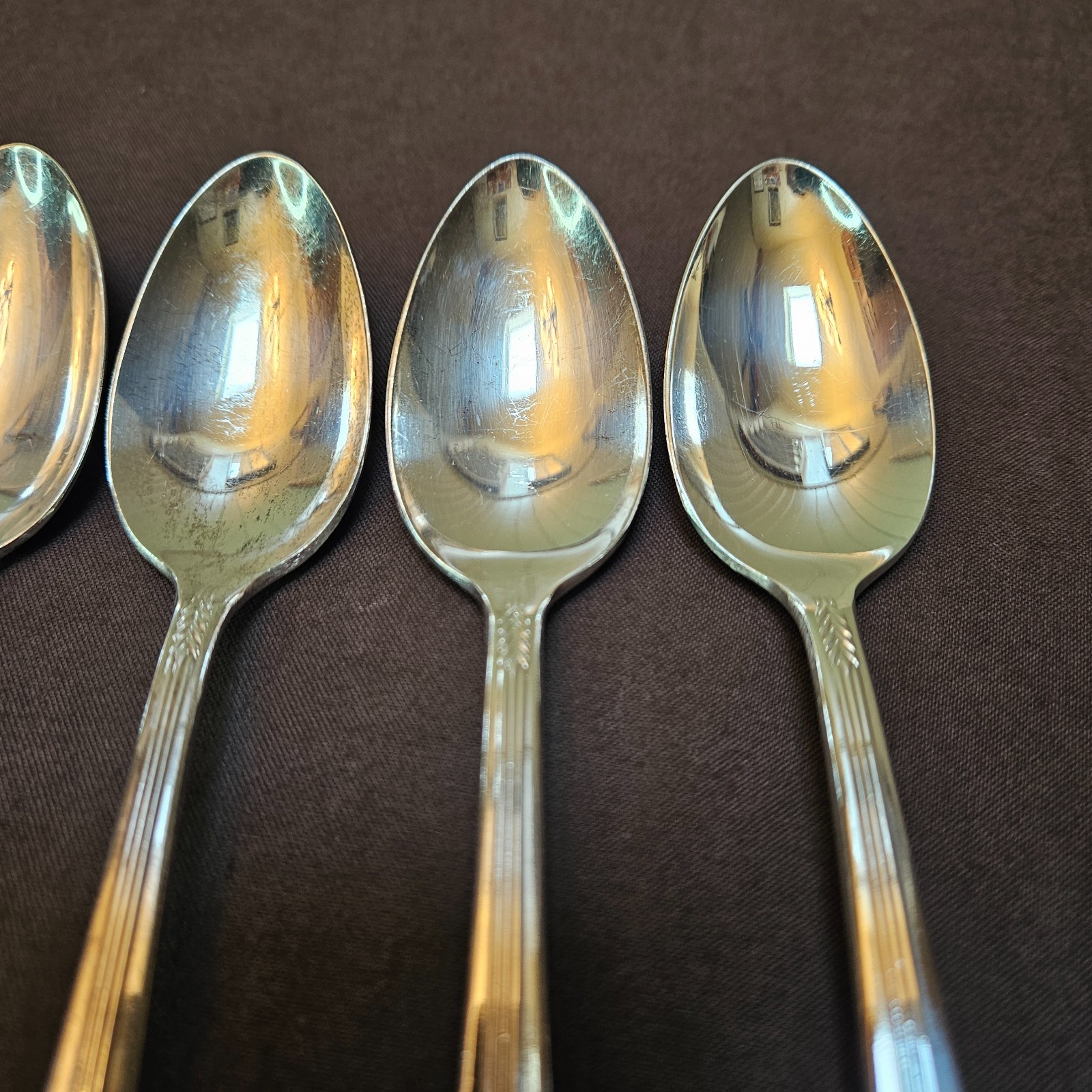 WM Rogers IS 1939 ALLURE Wheat Silverplate Flatware 6” Teaspoons Lot of 6