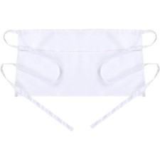 Ample-Coverage White Waist Apron with 3 Pockets - Perfect for All Cooking Needs
