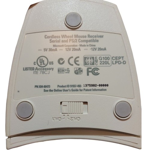 VTG Microsoft Cordless Wheel Mouse Wireless Serial & PS/2 Compatible PNX04-86473 - Afbeelding 4 van 4