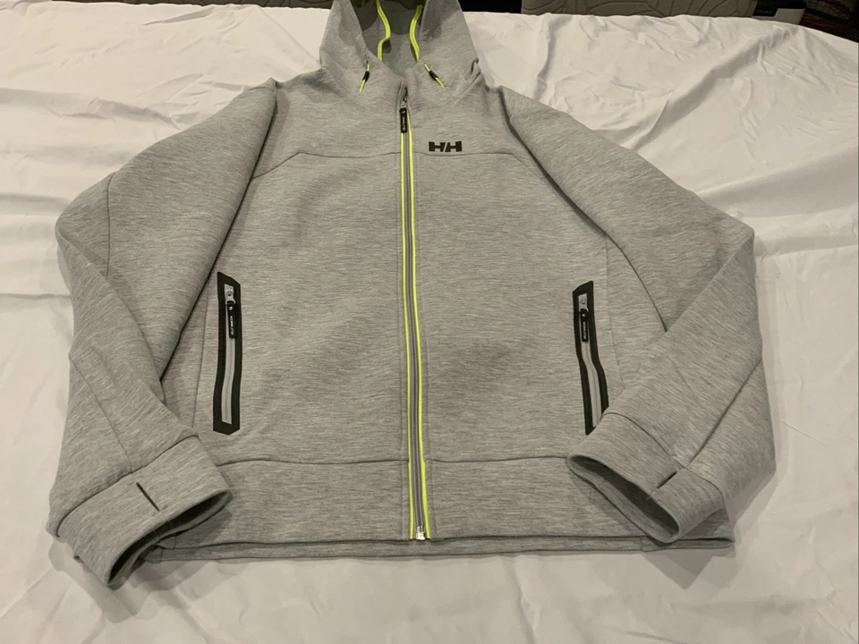 Helly Hansen 惠普 Ocean 全拉链连帽衫 带霓虹黄色拉链 XL 码 — 第 2/4 张图片