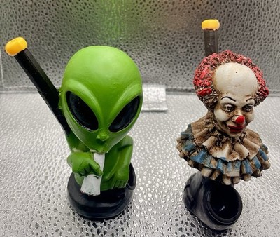 2 x Resin Pfeifen Alien & Clown Tabak