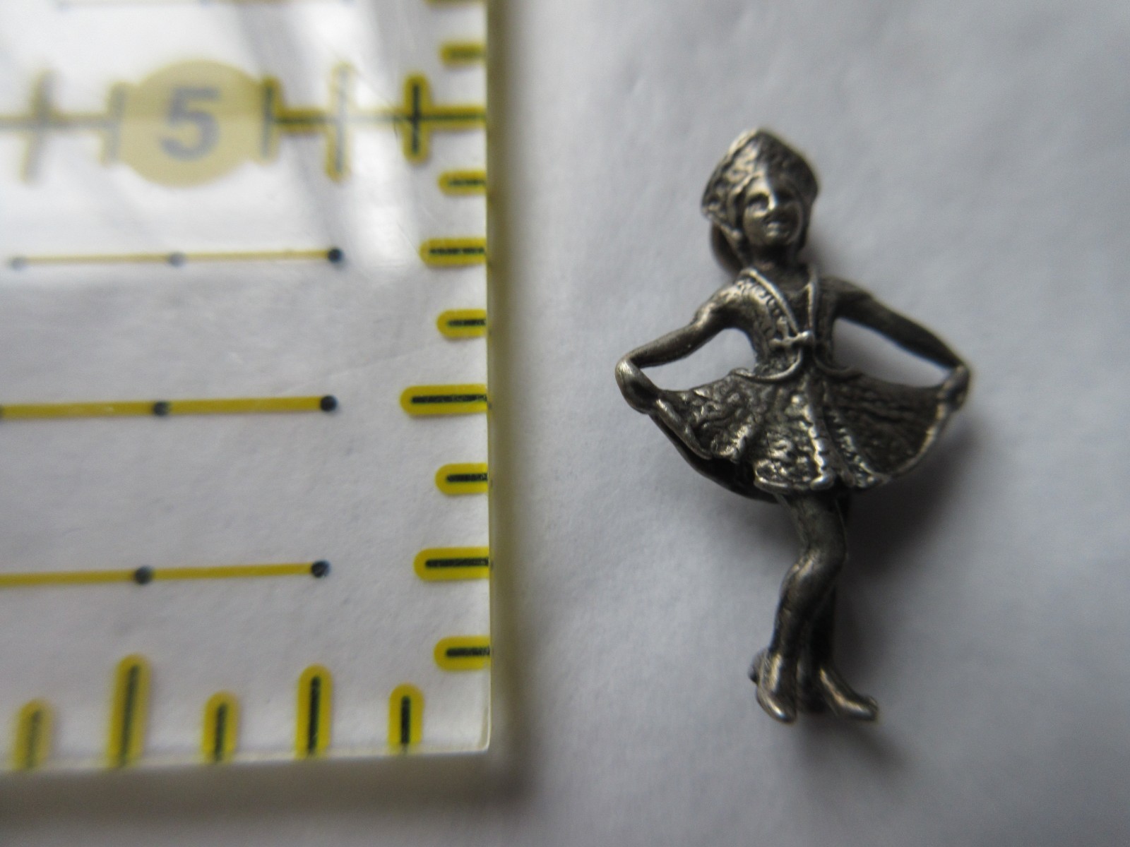 Vintage 3-D Sterling Silver Charm Irish Celtic Dancer Costume Double Sided