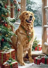 1000 Piece Christmas Golden Retriever Jigsaw Puzzle for Adults