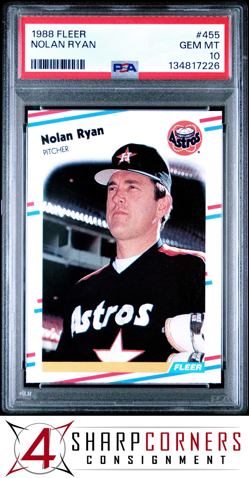 1988 FLEER #455 NOLAN RYAN ASTROS HOF PSA 10