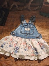 OshKosh B'Gosh Size 6-9 Months Skirtall Floral Skirted Overalls Vestbak Lace