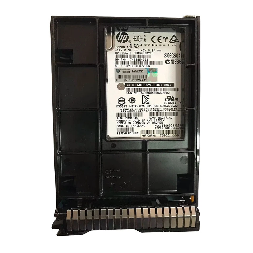 HP 600GB 765424-B21 765867-001 15K 3.5" SAS 12Gbps SC G8 Server HDD Hard Drive - Image 3 of 4