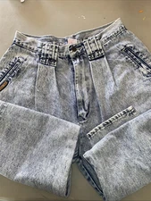 PS Gitano 80/90s Hi Waist Pleated  On Trend Ladies 14 Reg Retro Made Jeans Y2K