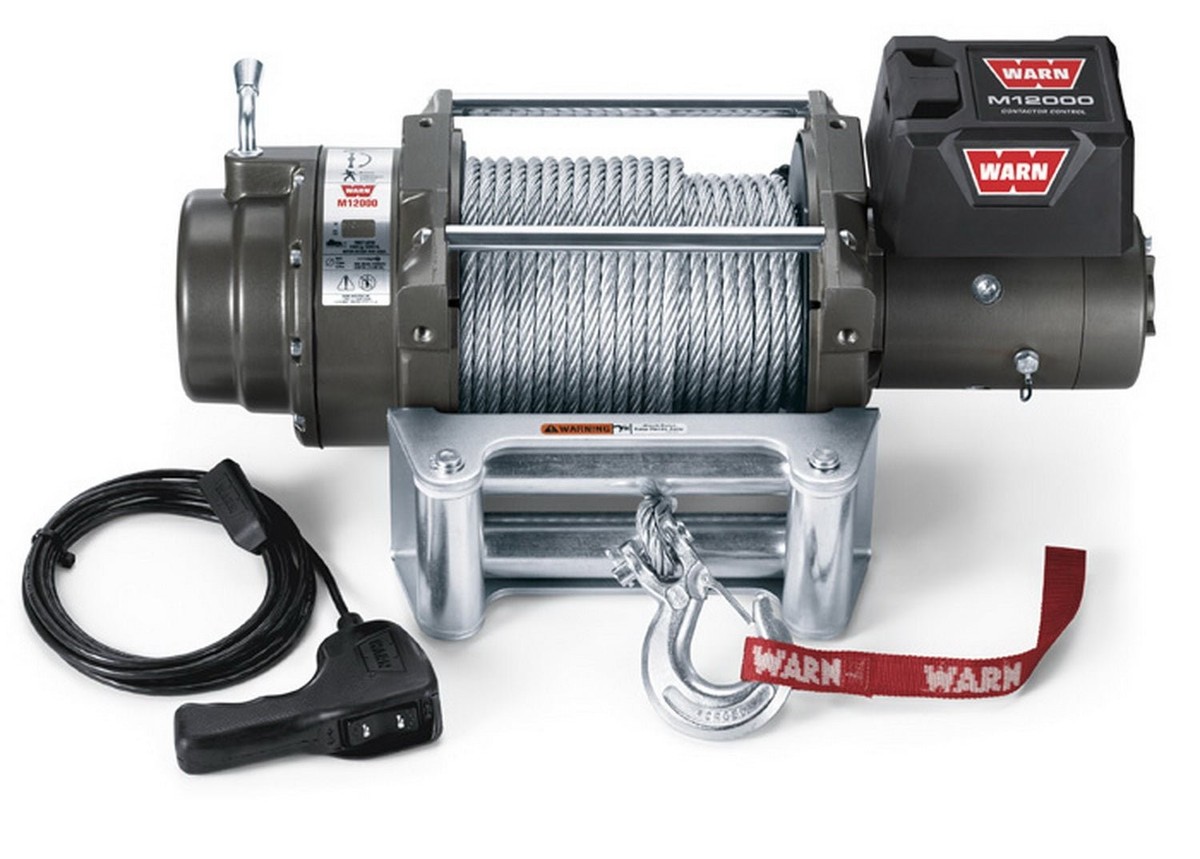 Warn M12000 24V Winch 125ft Cable Roller Fairlead Heavy Duty Off
