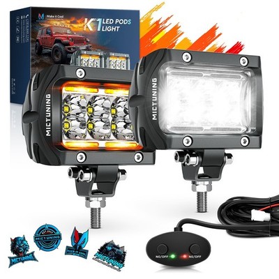 MICTUNING K1 4''inch LED Work Light Bar Flood Pods Fog Lamp Offroad Driving Truck