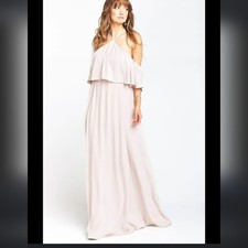 Show Me Your Mumu Rebecca Ruffle Maxi Dress Lavnder ecru chiffon flowy dress S