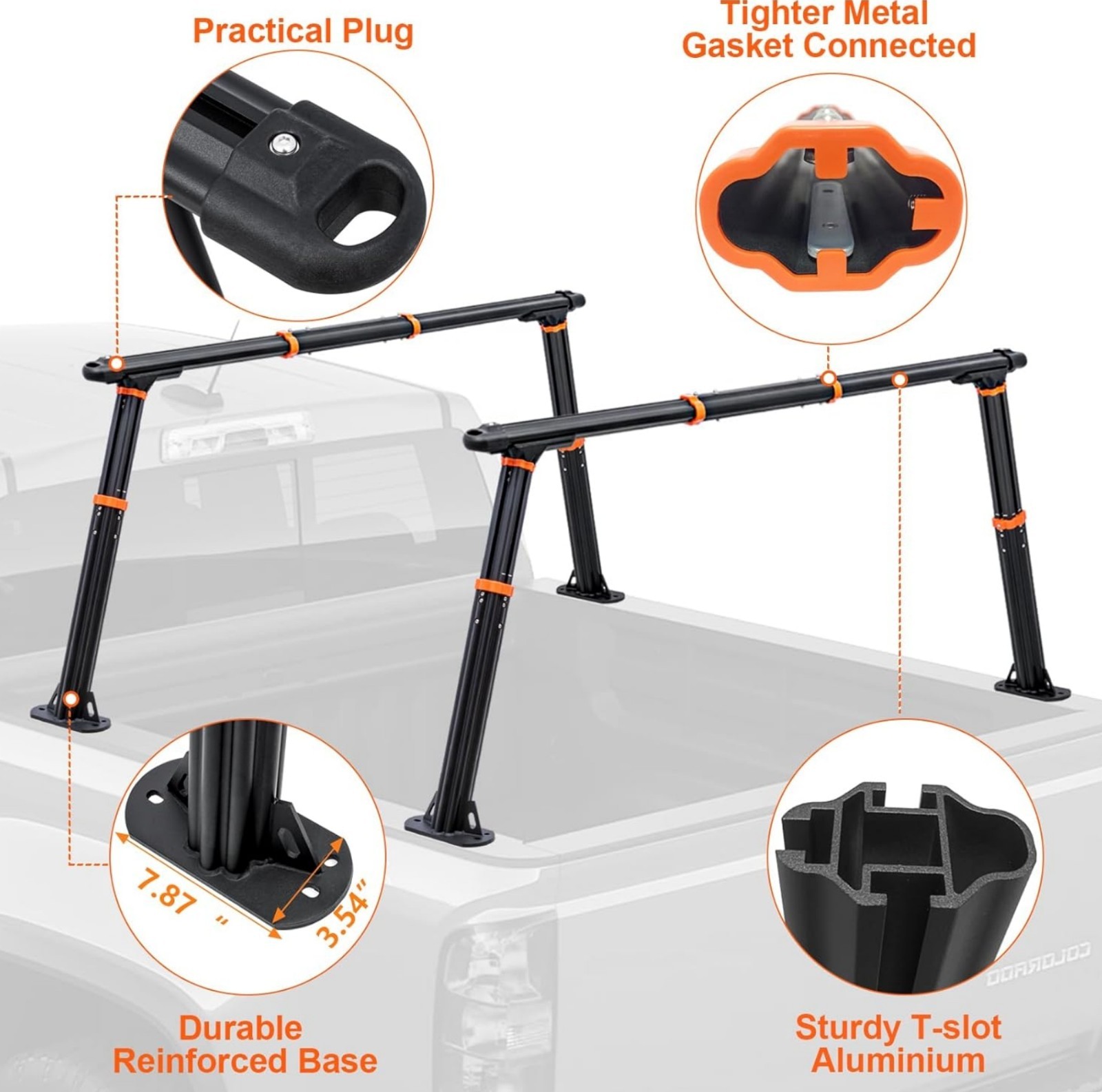 Universal Adjustable Truck Bed Ladder Rack - 1000LB Capacity for Lumber/Kayak