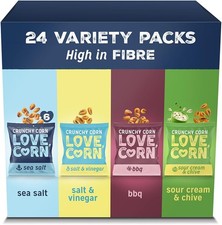 LOVE CORN Variety Pack Snacks 24 x 20g Sea Salt BBQ Vinegar Sour Cream High