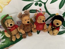 Disney Store Set of 4 Dressed Seasonal Winnie the Pooh 8" Bean Bag Plush NEW