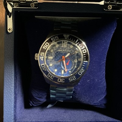 Aragon Divemaster Automatic Proefessional Diver Blue Carbon Dial 200M 