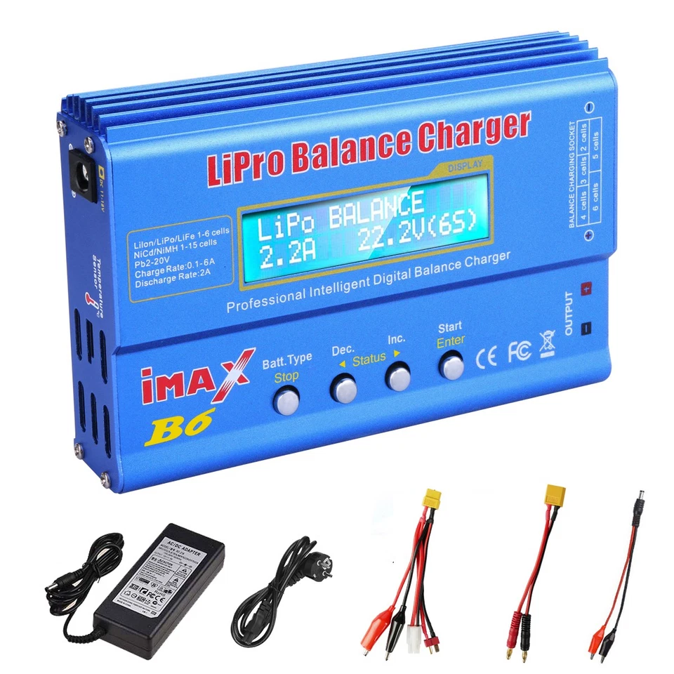 HTRC Lipo Battery Charger, 80W 6A Lipo Balance Charger, RC Battery Charger&Power Cord