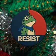 Portland Frog Resist Ceramic Christmas Ornament - Patriotic Activist Keepsake