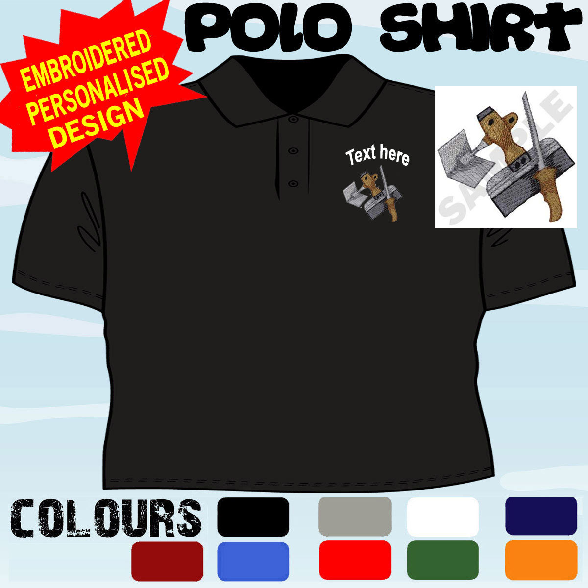 PERSONALISED EMBROIDERED DRYWALL INSTALLER PLASTERER WORKWEAR T POLO SHIRT