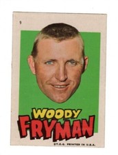 1967 Topps Pittsburgh Pirates Sticker #9 Woody Fryman, Near Mint Condition