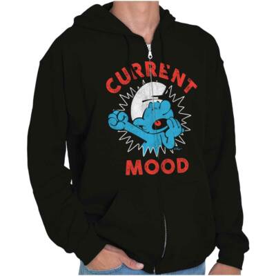 Sleepy Smurf Current Mood Lazy Naps Chillin Sweatshirt Zip Up Hoodie Men Women