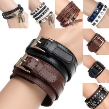 Braided Leather Bracelet for Men Women Cuff Wrap Bracelet Wristbands Adjustable