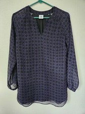 CAbi Style 3102 Harlequin Purple Black Diamond Print Shift Tunic Shirt Dress XS
