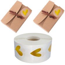 X500 NEW Narrow Foil Gold Heart Stickers Labels Party Wedding Envelope Seal 25MM