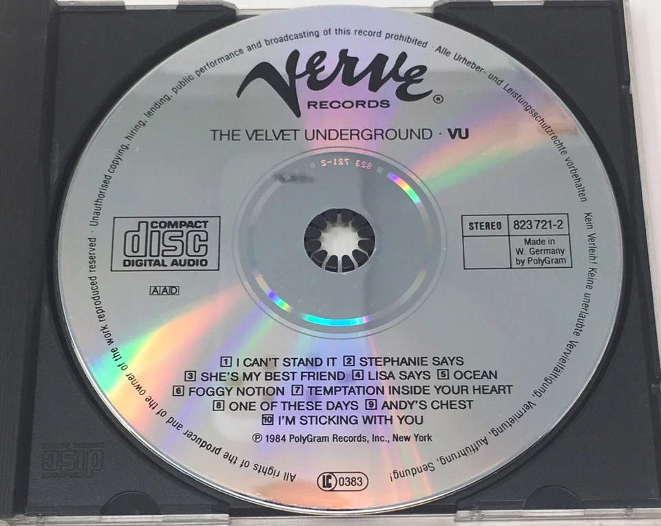 VELVET UNDERGROUND “VU” German Import CD West Germany Nico Lou Reed Verve - Image 4 of 4
