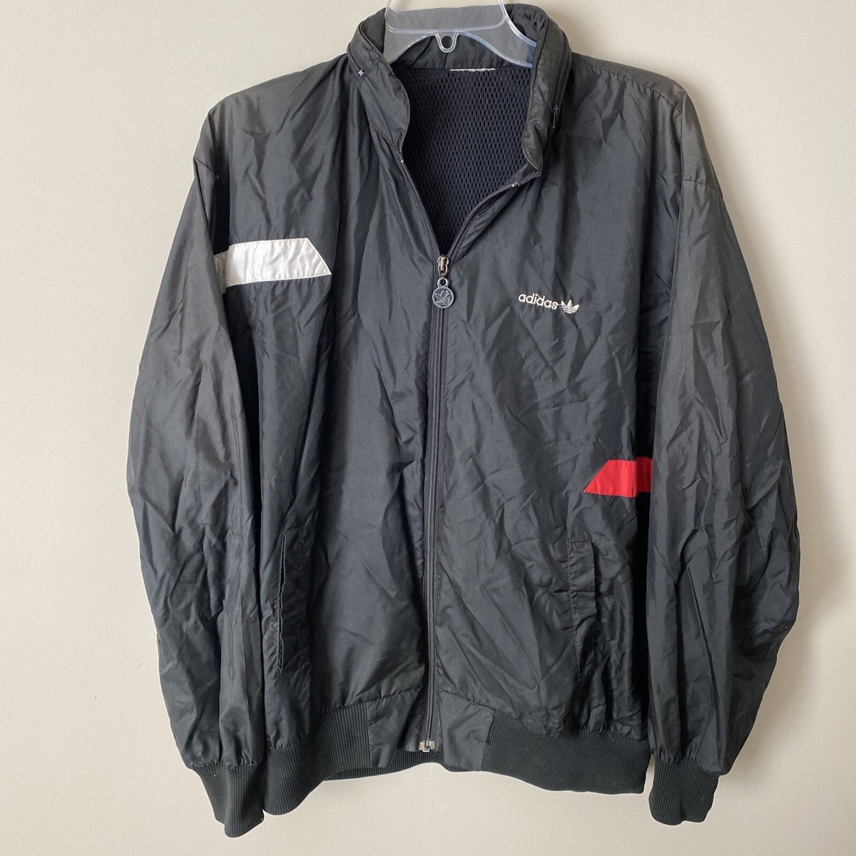 Vintage 80s Sz L Adidas Trefoil Hooded Track Jacket Vintage 80s Sz L Adidas Trefoil Hooded Track Jacket