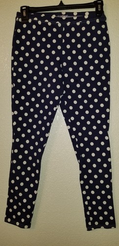 New W/O Tag Girl's FADED GLORY Sz XL 16 Pull on Legging Pants Blue Wt Polka dot - Picture 4 of 8