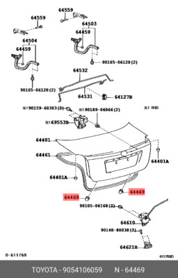 Genuine OE trunk lid bump stop, 9054106059 for Toyota 90541-06059