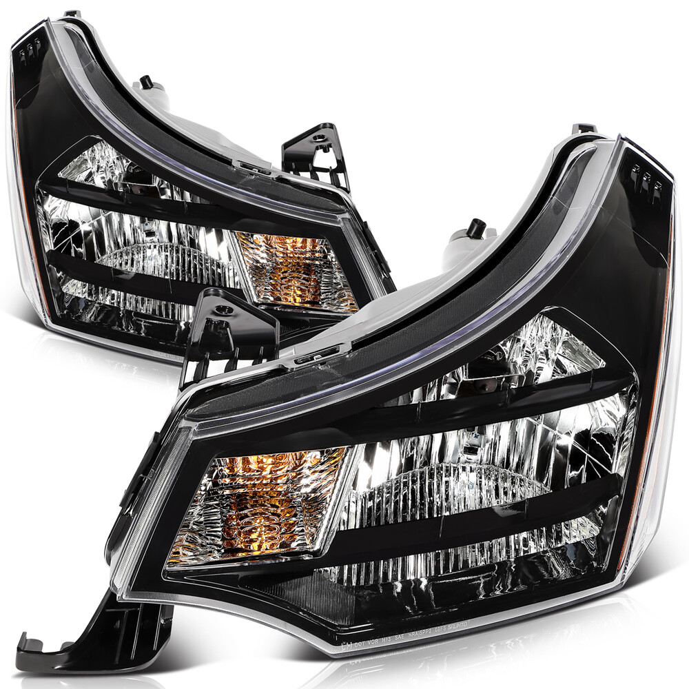 CSDEX Headlight Assembly Pair – 2010-2011 Ford Focus, Clear Lens, Black Housing, Halogen Reflector - View #6