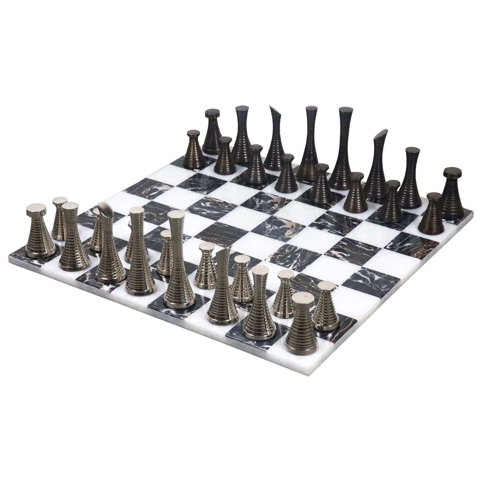 Royal Chess Mall - 12 Brass Metal Luxury Chess Pieces & Board Set- French  Staunton -Copper & Black