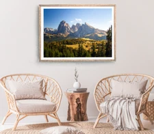 Mountain Print, Misty Aeria Wall Art, Skyline Framed Nature Wall Art, Natural