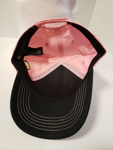 John Deere Pink & Black Toddler Hoop And Loop Hat Cap Embroidered Logo On Side - Picture 5 of 6