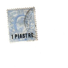 British Levant 1911 1 pi on 2 1/2 d d blue perf 14 used