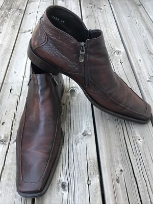 Darkhill Rossini Mens Leather Boots Brown Sz 45 Or US 11 Two Side Zip ITALY