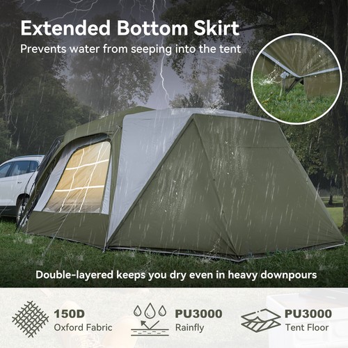 Docred 6-8 People Tent 10x10ft Pop Up SUV Tent Attachment & Screen Room & Awning - Picture 3 of 22