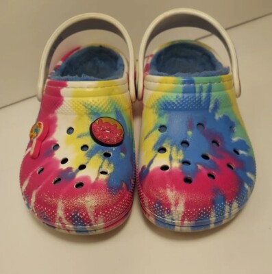 Crocs Classic Rainbow Tie Dye Clogs Sandals Size C10 Unisex Kid