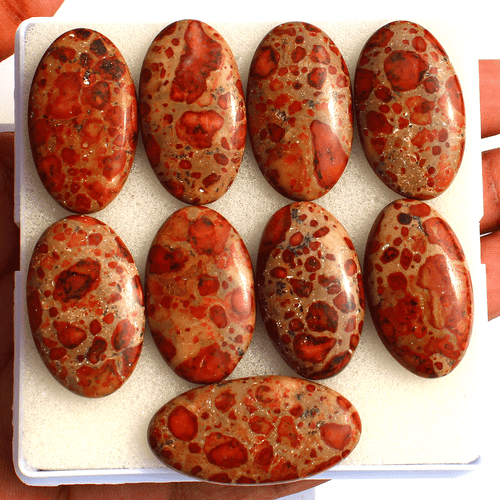 9 Pcs Natural Asteroid Jasper Top Grade 33mm-39mm Oval Cabochon Loose Gemstones - Picture 2 of 11