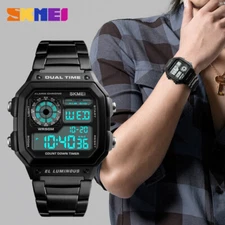 SKMEI Waterproof Mens Women Classic Digital Stainless Steel Sport Wristwatch