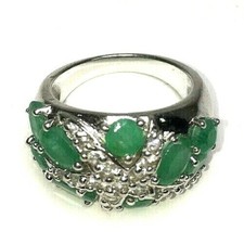 Emerald Sterling Silver Ring Size 6