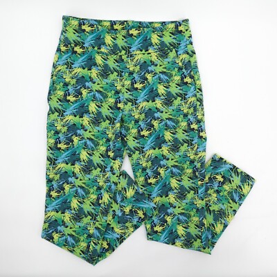 Soft Surroundings Pants Women sSmall Green Floral Straight Leg Ankle Pull On