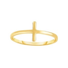 Ring 14K Gelbgold Gelbgold Ring Größe 7 Tube Cross Design Glänzend Ohne Stein