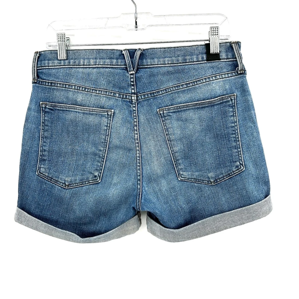 Pantalones Cortos de Jean VINCE Para Mujer Mason Calce Relajado Puño Enrollado Azul Talla 27 Foto 2 de 4