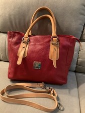 I Medici Firenze Italian Pebbled Leather Red With Camel Tan Trim Satchel Bag