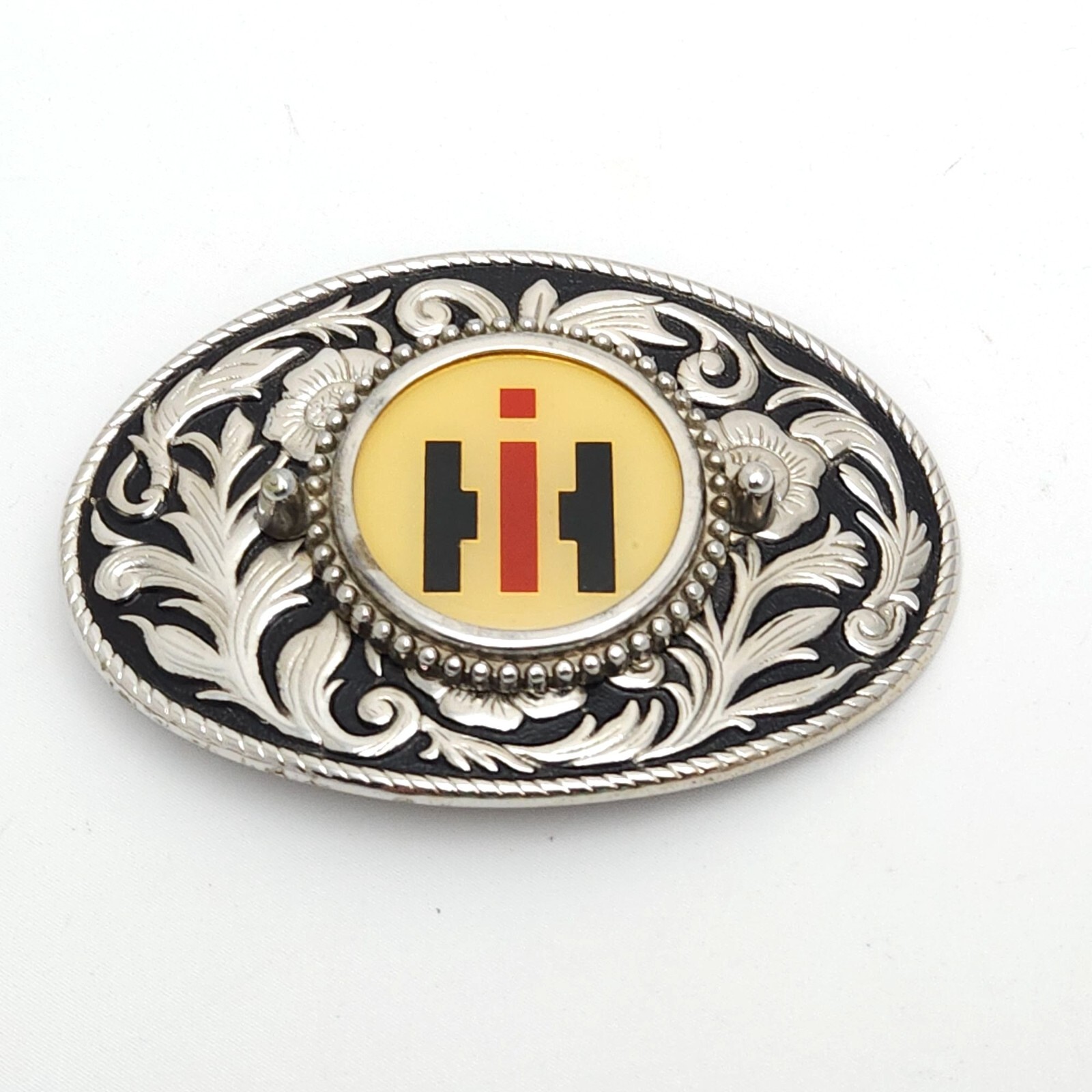 IH International Harvester Belt Buckle Silver Tone Te… Gem
