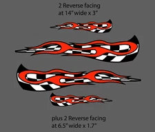Checkered Flag & Flame Racing Vinyl Graphics Decal Sticker set Medium 14" & 6"